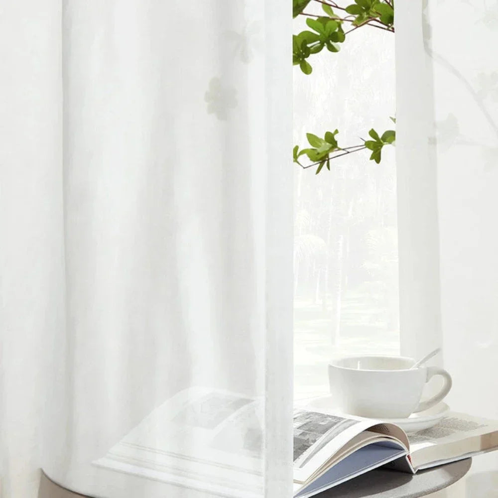 Solid Flame Retardant Sheer Curtains Soft Top Tala